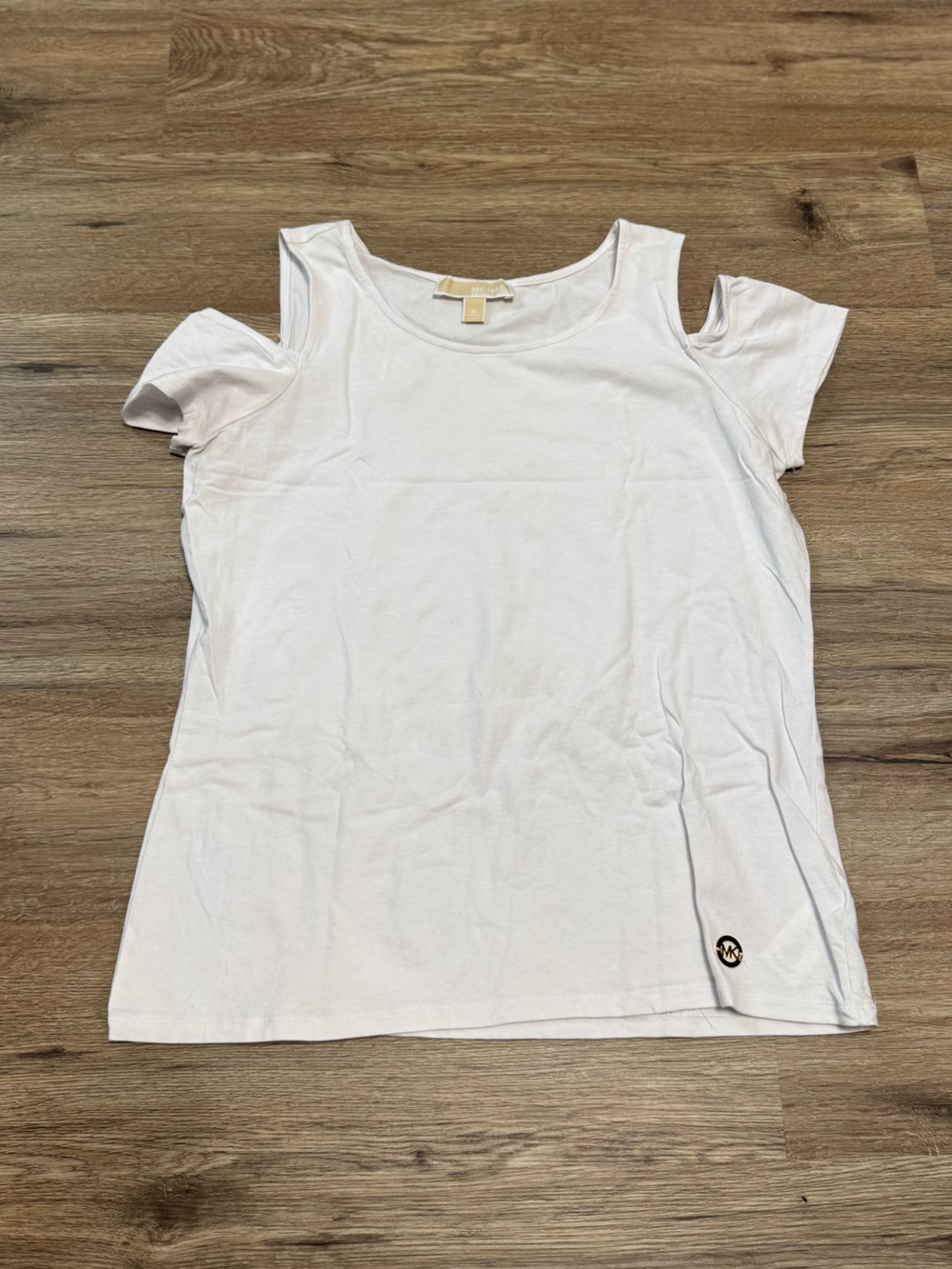 MICHAEL Michael Kors White Cold-Shoulder Crew Tee